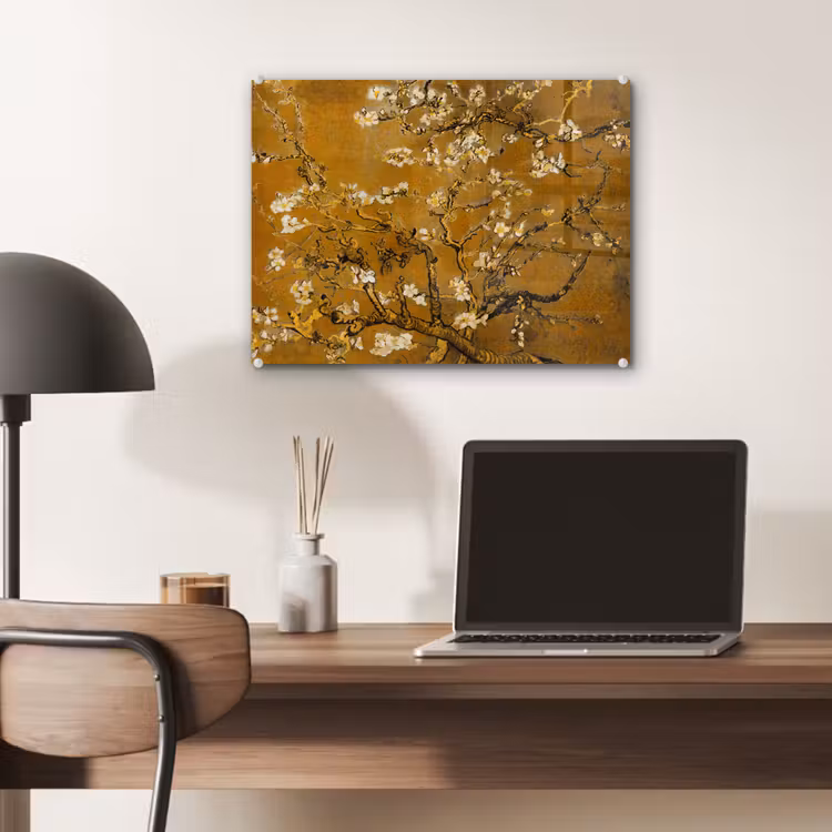 Glas schilderij - Amandelbloesem - Kunst - Van Gogh - Goud — 6