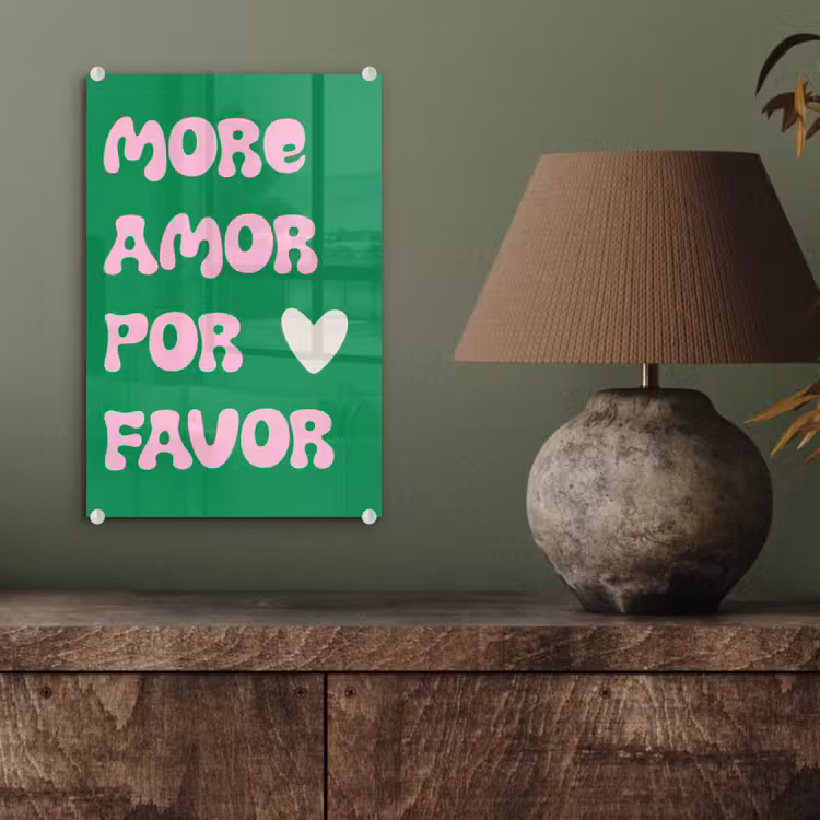 Glas schilderij - Amor - Valentijn - Groen - Tekst — 4