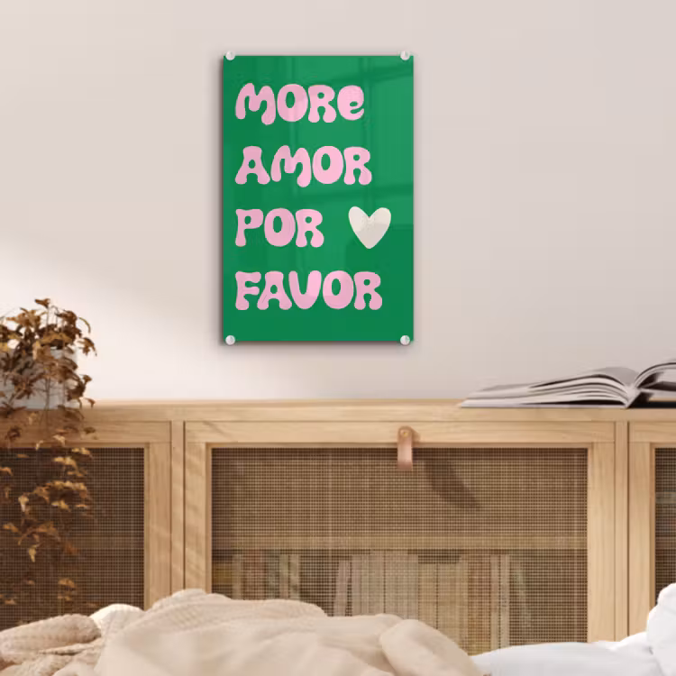 Glas schilderij - Amor - Valentijn - Groen - Tekst — 5