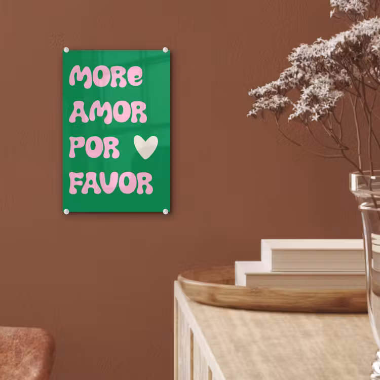 Glas schilderij - Amor - Valentijn - Groen - Tekst — 6