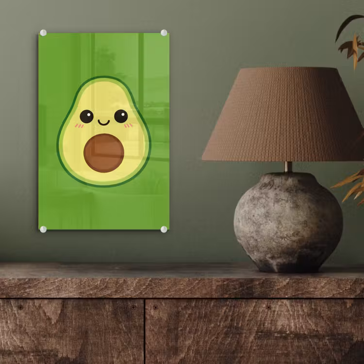 Glas schilderij - Avocado - Groen - Speels — 4