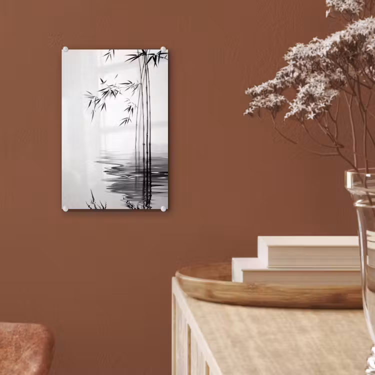 Glas schilderij - Bamboestammen - Water - Minimalistisch - Wit — 6