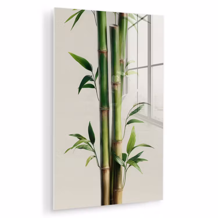 Glas schilderij - Bamboestengels - Sierlijk - Groen — 1