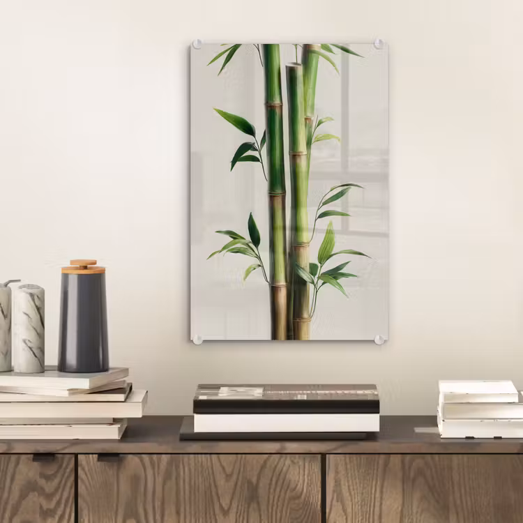 Glas schilderij - Bamboestengels - Sierlijk - Groen — 2