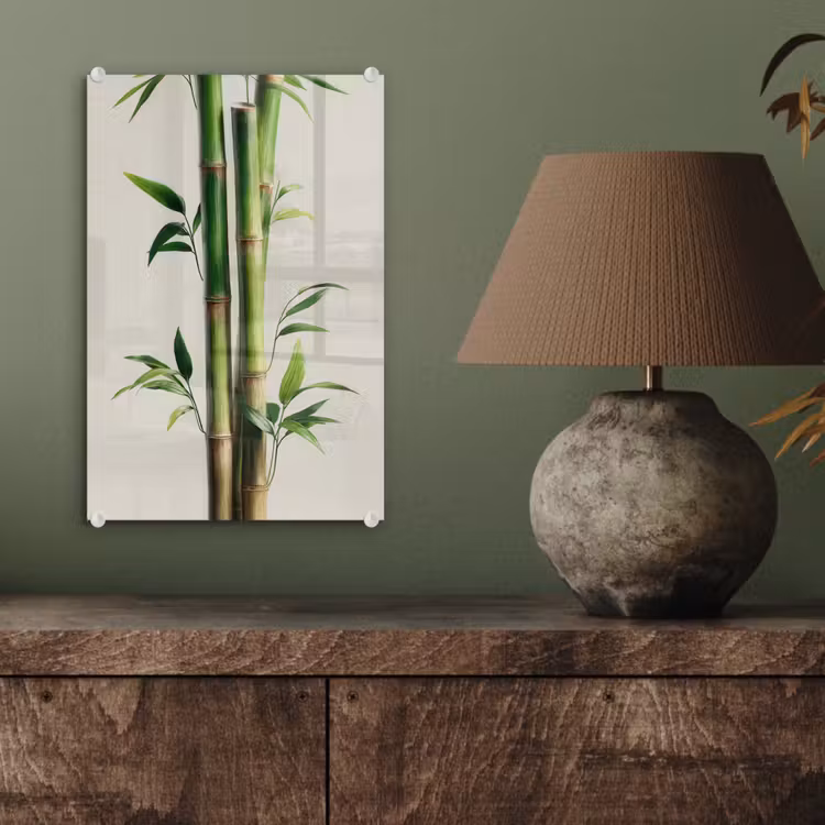Glas schilderij - Bamboestengels - Sierlijk - Groen — 4