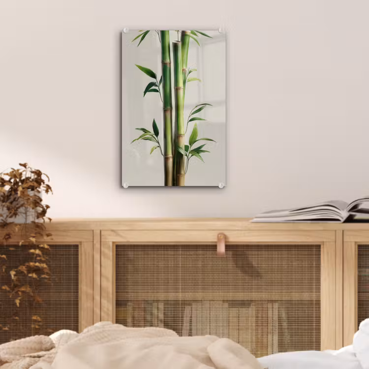 Glas schilderij - Bamboestengels - Sierlijk - Groen — 5