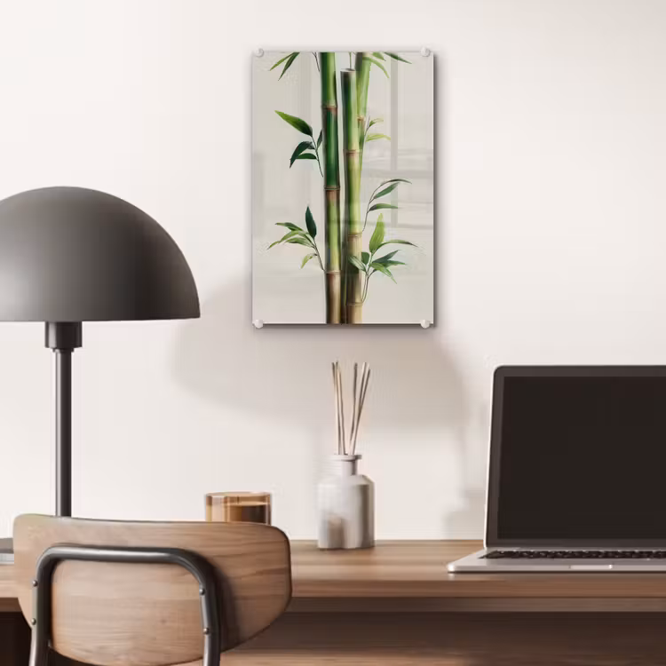 Glas schilderij - Bamboestengels - Sierlijk - Groen — 7