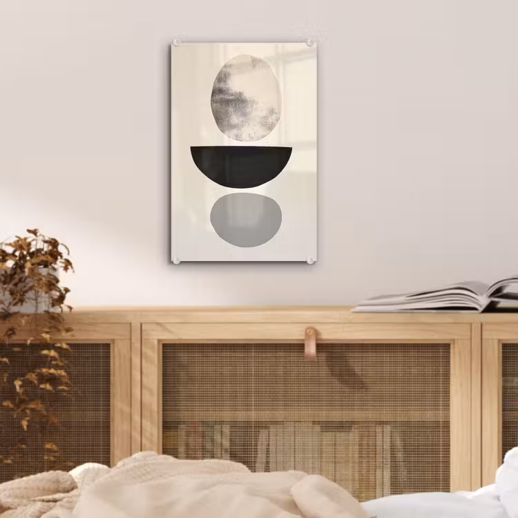Glas schilderij - Beige - Japandi - Wabi sabi — 5