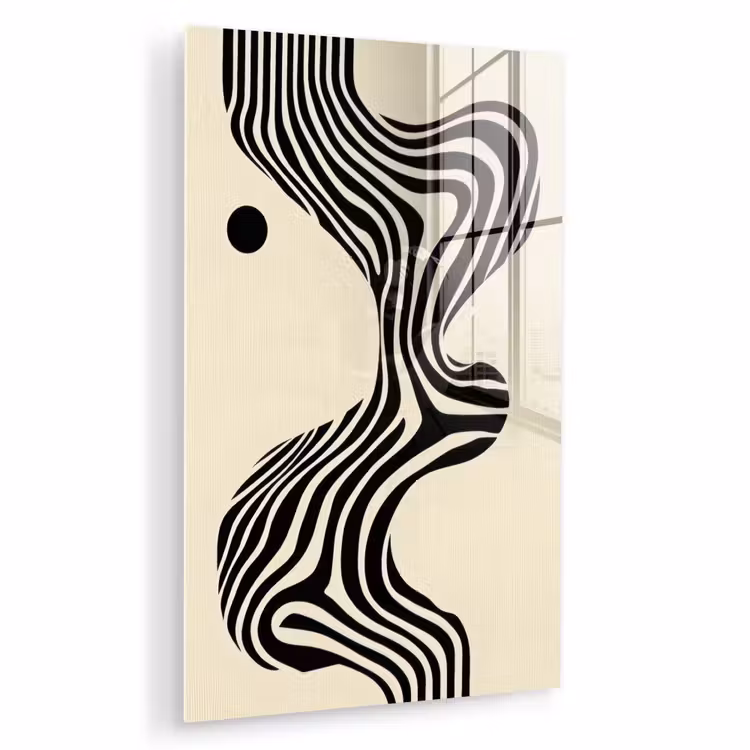 Glas schilderij - Beige - Lijnen - Golvend - Abstract — 1