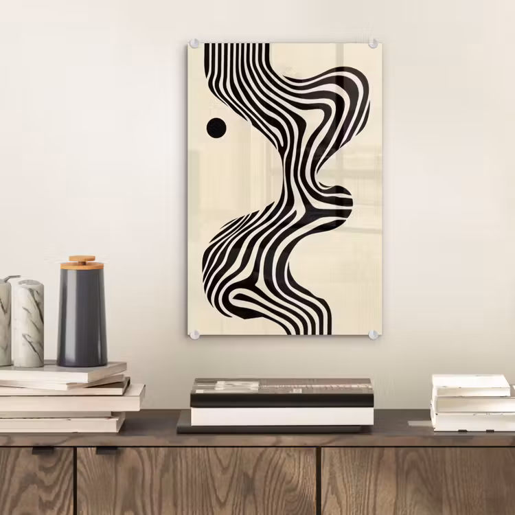 Glas schilderij - Beige - Lijnen - Golvend - Abstract — 2