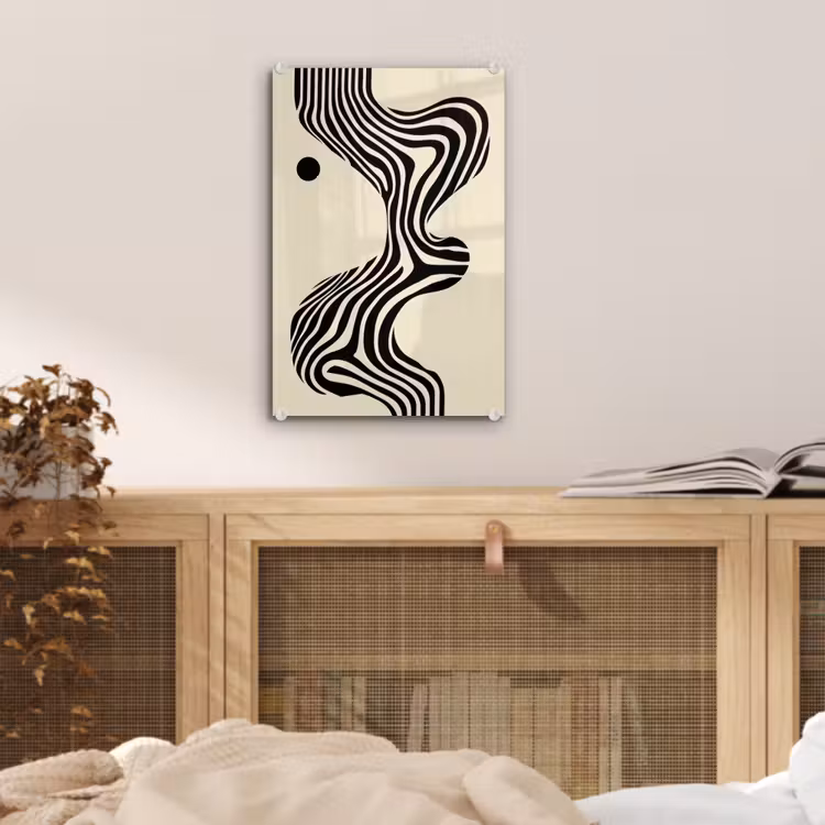 Glas schilderij - Beige - Lijnen - Golvend - Abstract — 5