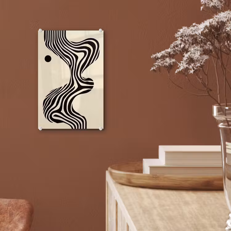 Glas schilderij - Beige - Lijnen - Golvend - Abstract — 6