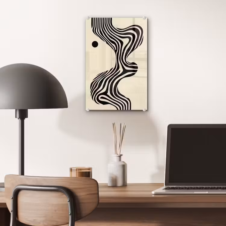 Glas schilderij - Beige - Lijnen - Golvend - Abstract — 7