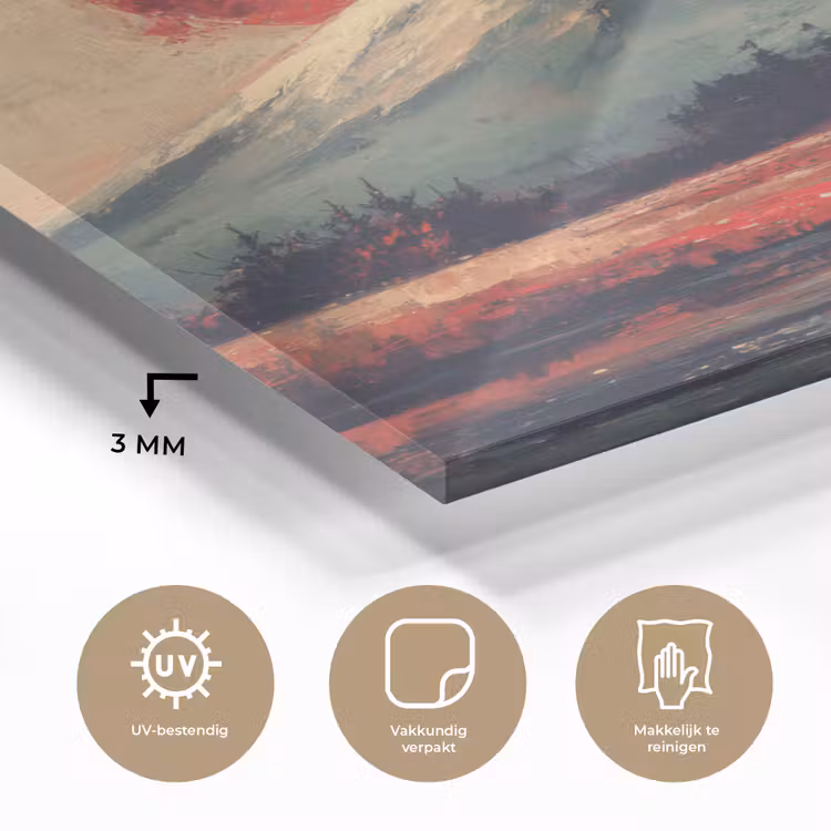 Glas schilderij - Bergtop - Sneeuw - Zon — 3