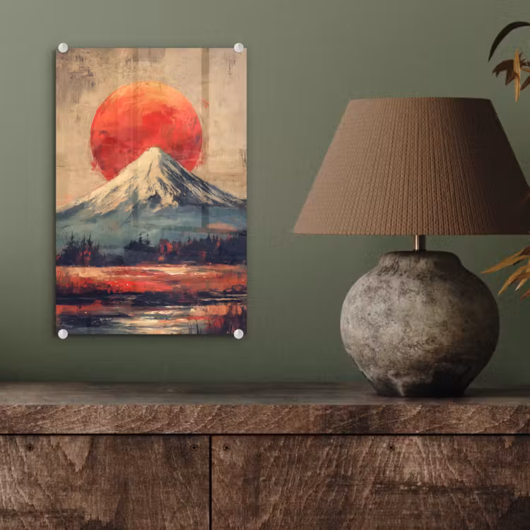 Glas schilderij - Bergtop - Sneeuw - Zon — 4