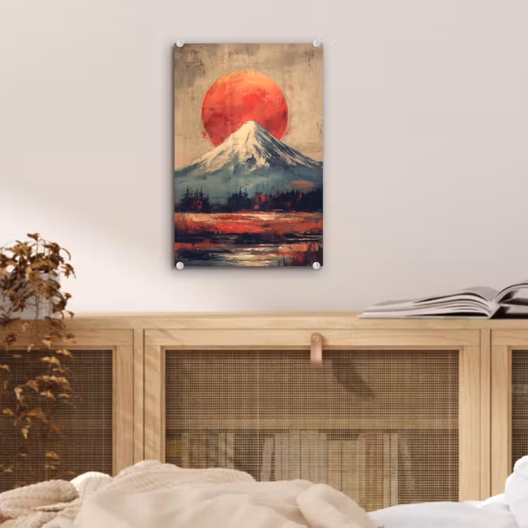 Glas schilderij - Bergtop - Sneeuw - Zon — 5