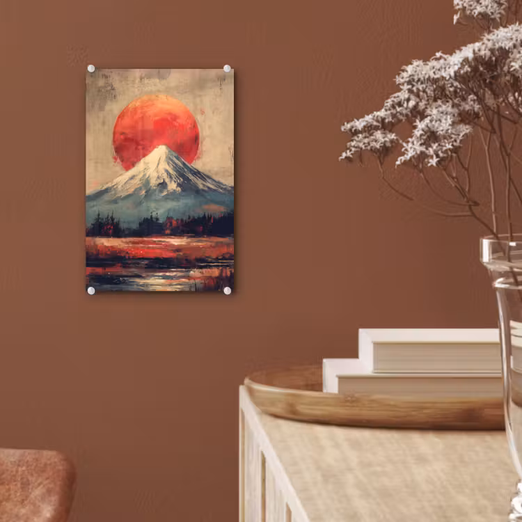 Glas schilderij - Bergtop - Sneeuw - Zon — 6