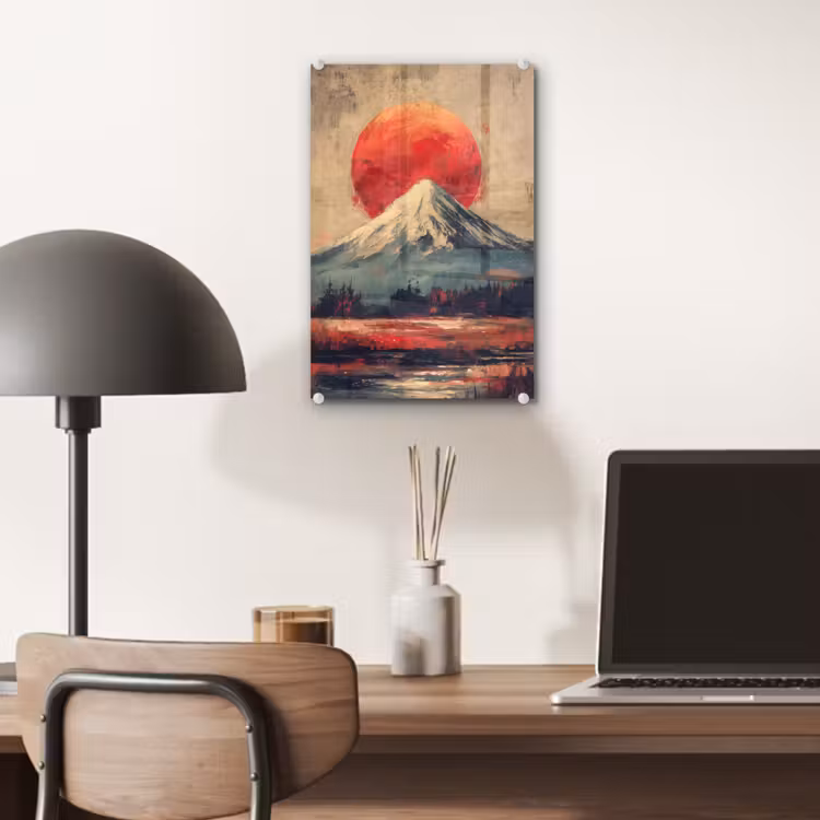 Glas schilderij - Bergtop - Sneeuw - Zon — 7