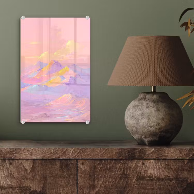Glas schilderij - Bergtoppen - Wolken - Dromerig — 4