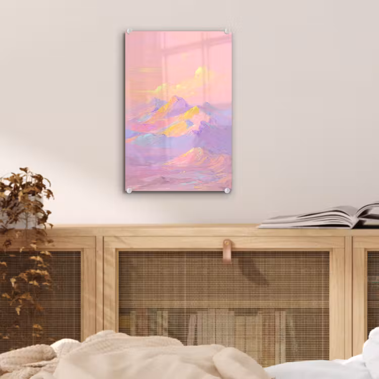 Glas schilderij - Bergtoppen - Wolken - Dromerig — 5