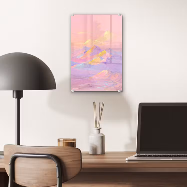 Glas schilderij - Bergtoppen - Wolken - Dromerig — 7