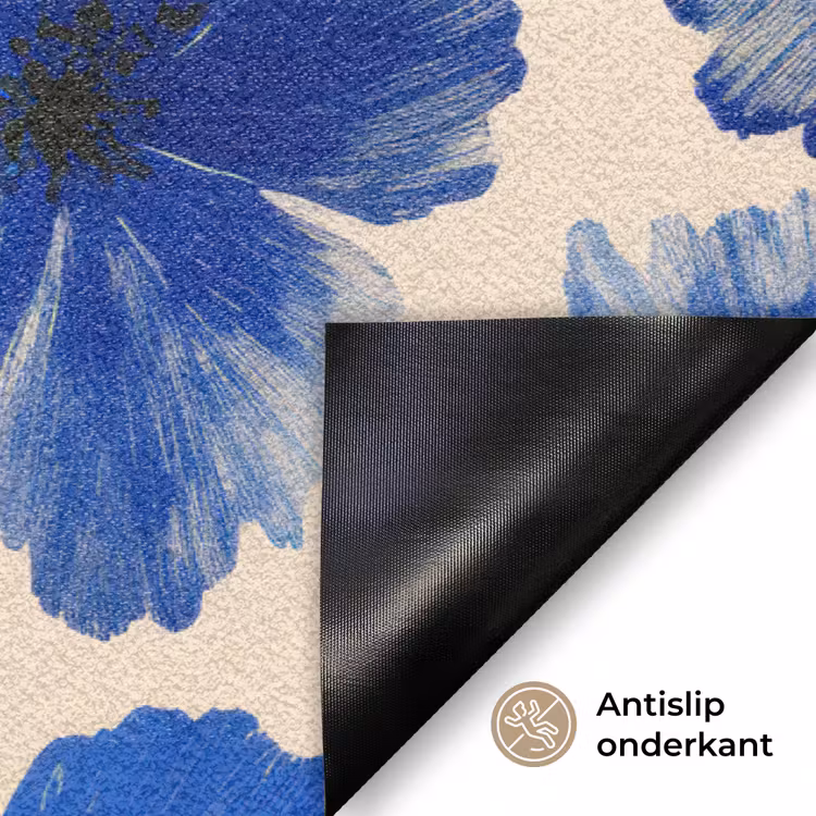 Deurmat - Bloemen - Blauw -Patroon - Wit — 6