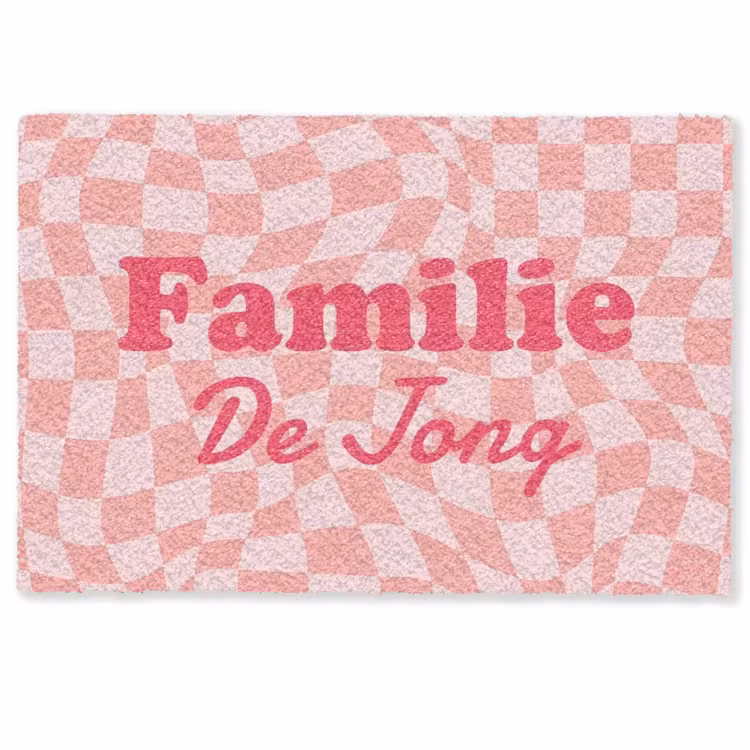 Personaliseerbare deurmat - Familie - Roze — 1