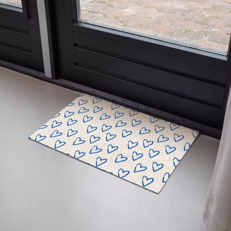 Deurmat - Hartjes patroon - Blauw - Beige - Liefde — 2