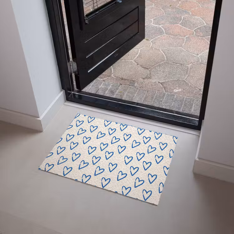 Deurmat - Hartjes patroon - Blauw - Beige - Liefde — 4
