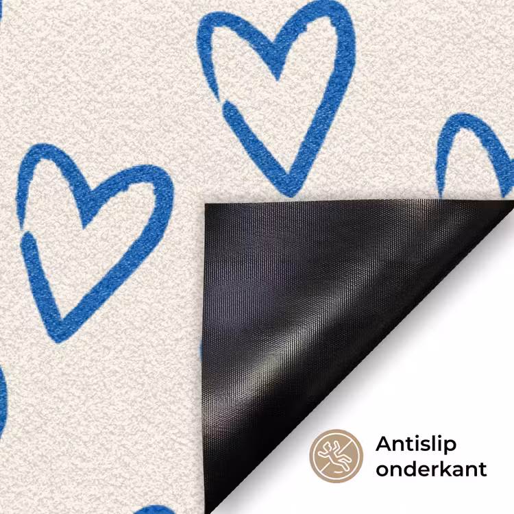 Deurmat - Hartjes patroon - Blauw - Beige - Liefde — 6
