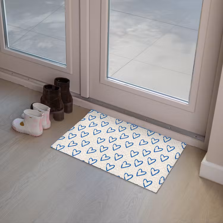 Deurmat - Hartjes patroon - Blauw - Beige - Liefde — 8