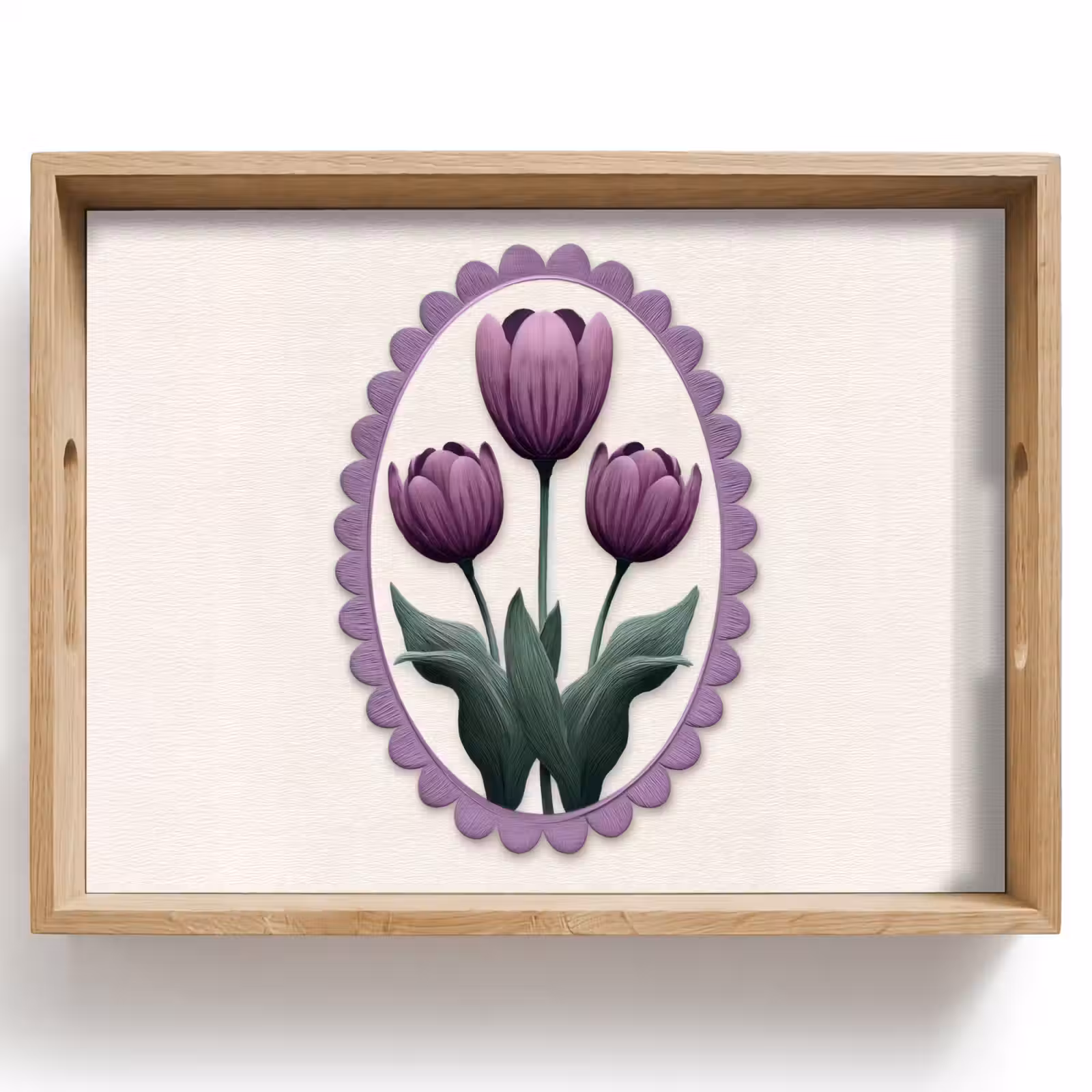 Dienblad - Tulpen - Paars - Lijst - Bladeren — 1