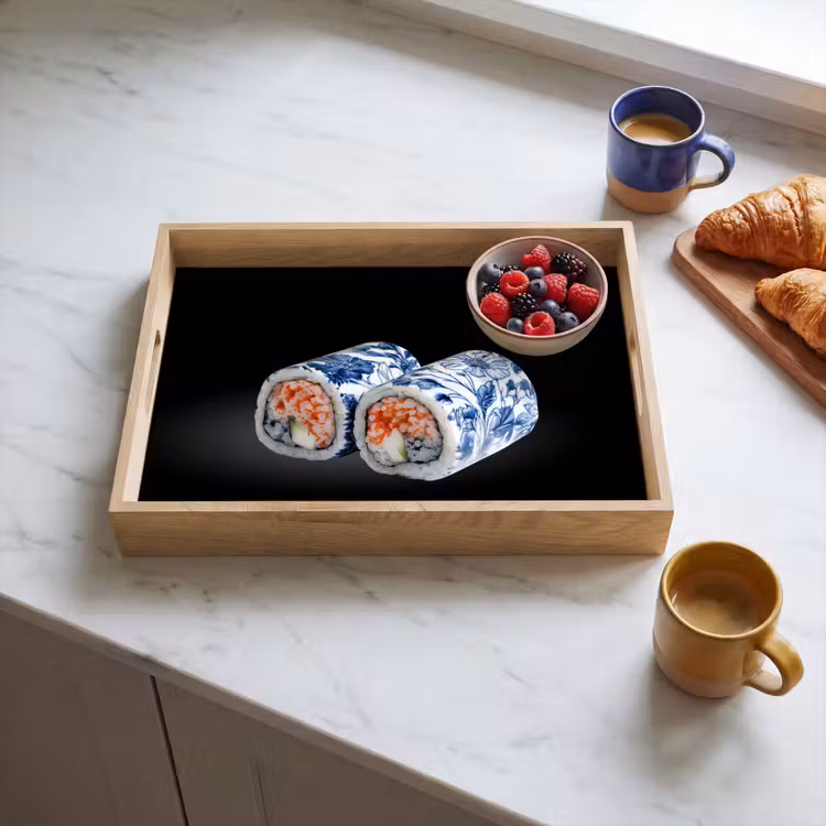 Dienblad - Sushi - Delfts blauw - Rijst - Vis - Elegant — 4