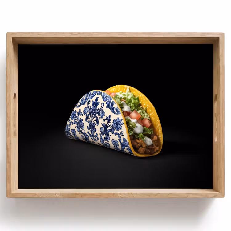 Dienblad - Taco - Vlees - Salade - Delftsblauw - Motief — 1