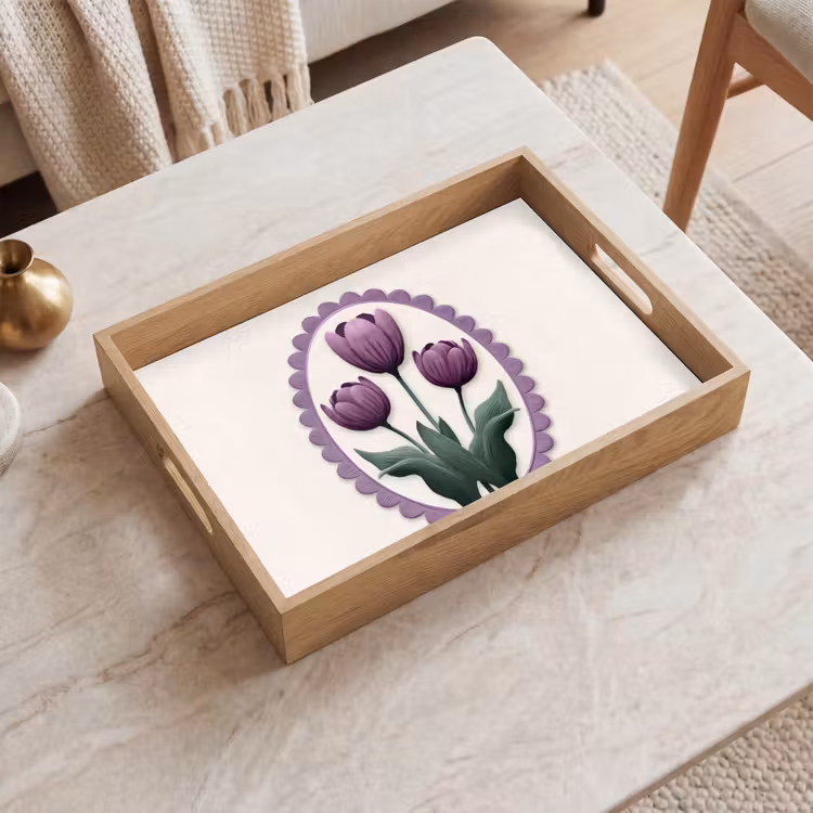 Dienblad - Tulpen - Paars - Lijst - Bladeren — 2