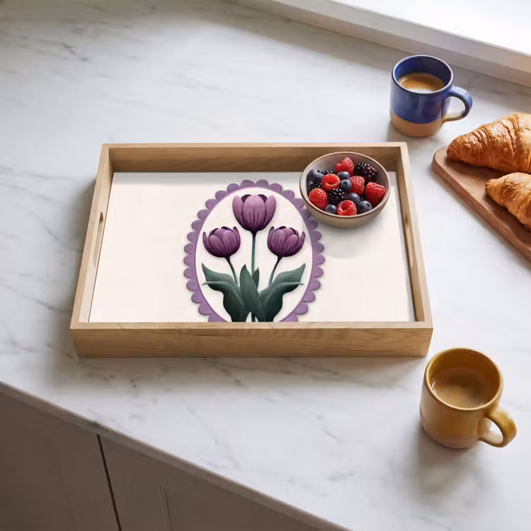 Dienblad - Tulpen - Paars - Lijst - Bladeren — 4