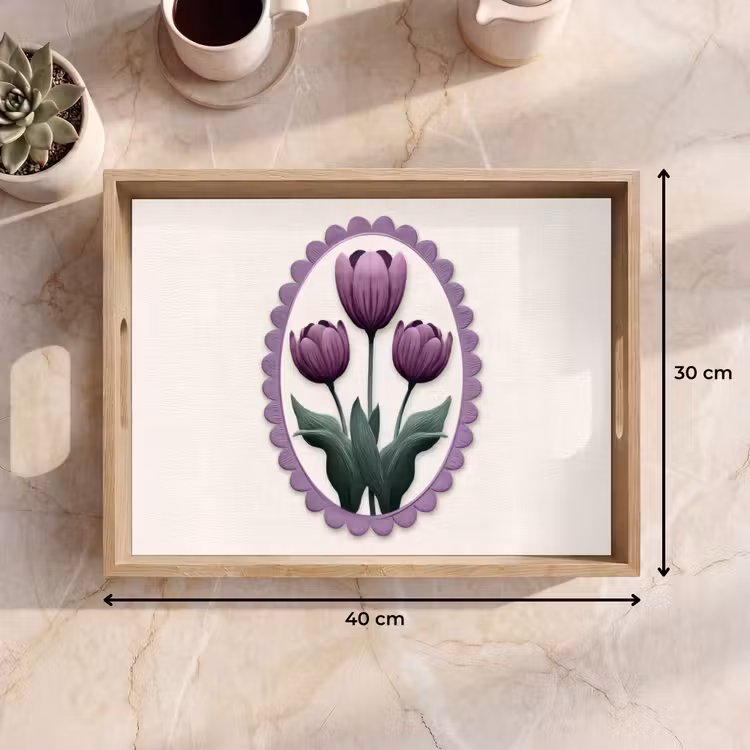 Dienblad - Tulpen - Paars - Lijst - Bladeren — 9