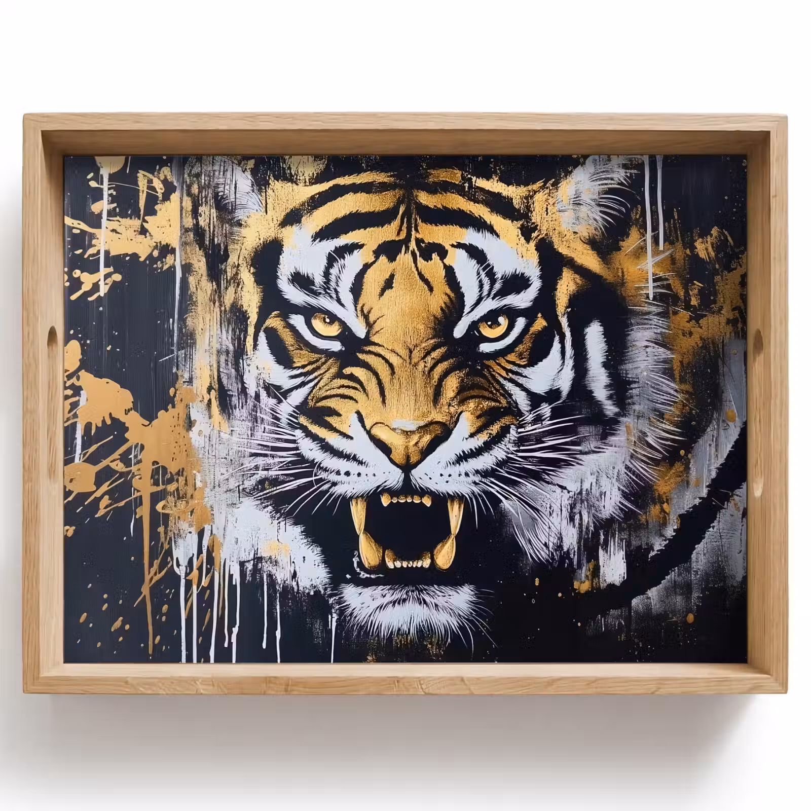 Dienblad - Tijger - Verfspatten - Goud — 1