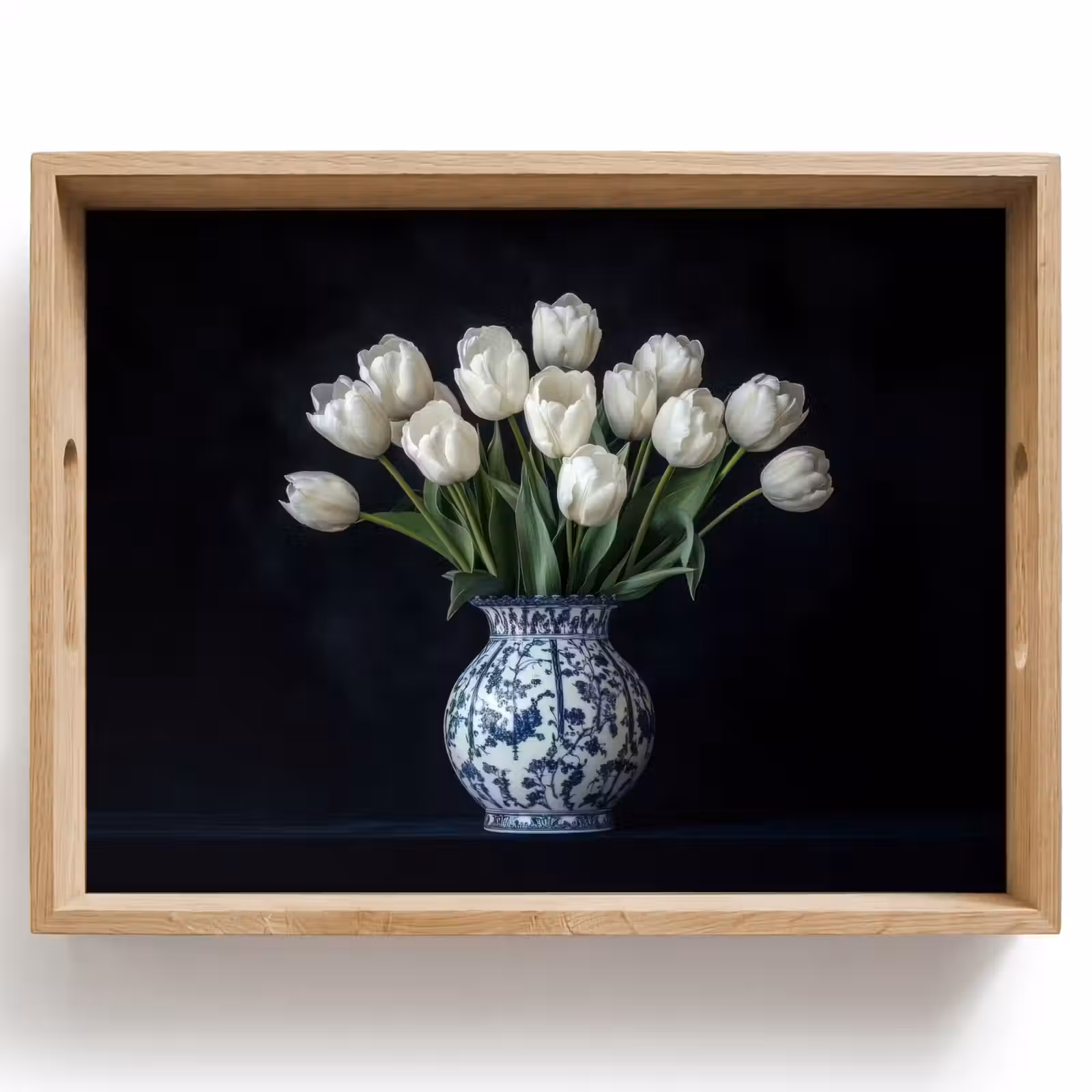 Dienblad - Wit - Bloemen - Tulpen - Vaas — 1