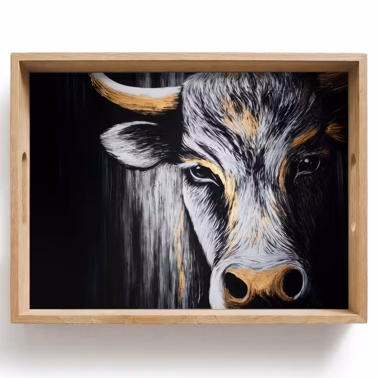 Dienblad - Stier - Hoorns - Snuit - Goud — 1