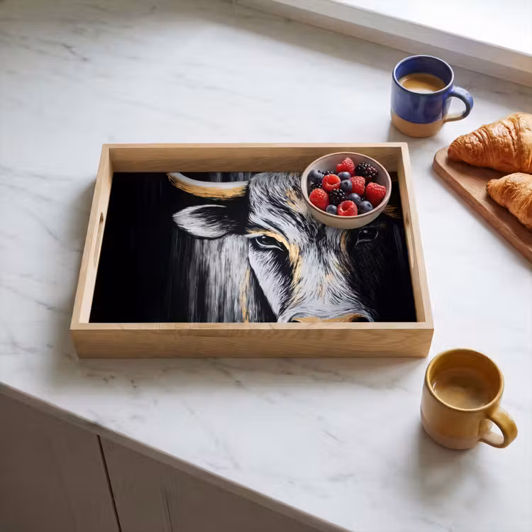 Dienblad - Stier - Hoorns - Snuit - Goud — 4