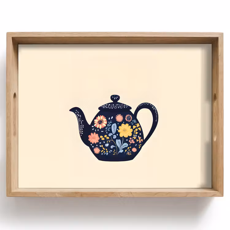Dienblad - Theepot - Kleurrijk - Bloemen — 1