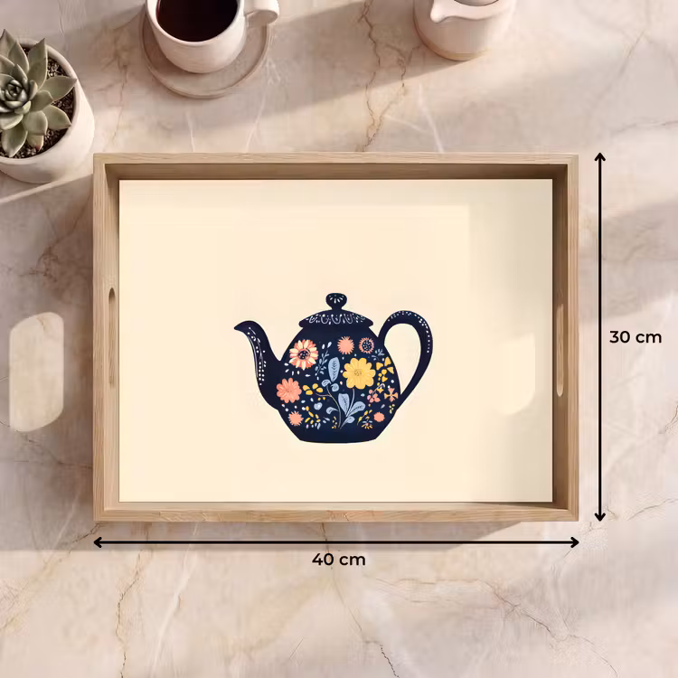 Dienblad - Theepot - Kleurrijk - Bloemen — 9