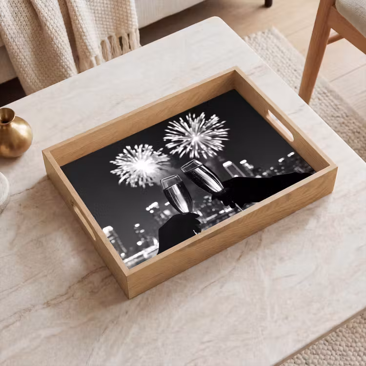 Dienblad - Vuurwerk - Proosten - Skyline - Champagne — 2