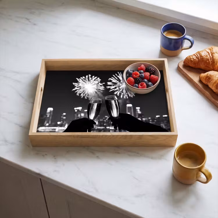 Dienblad - Vuurwerk - Proosten - Skyline - Champagne — 4
