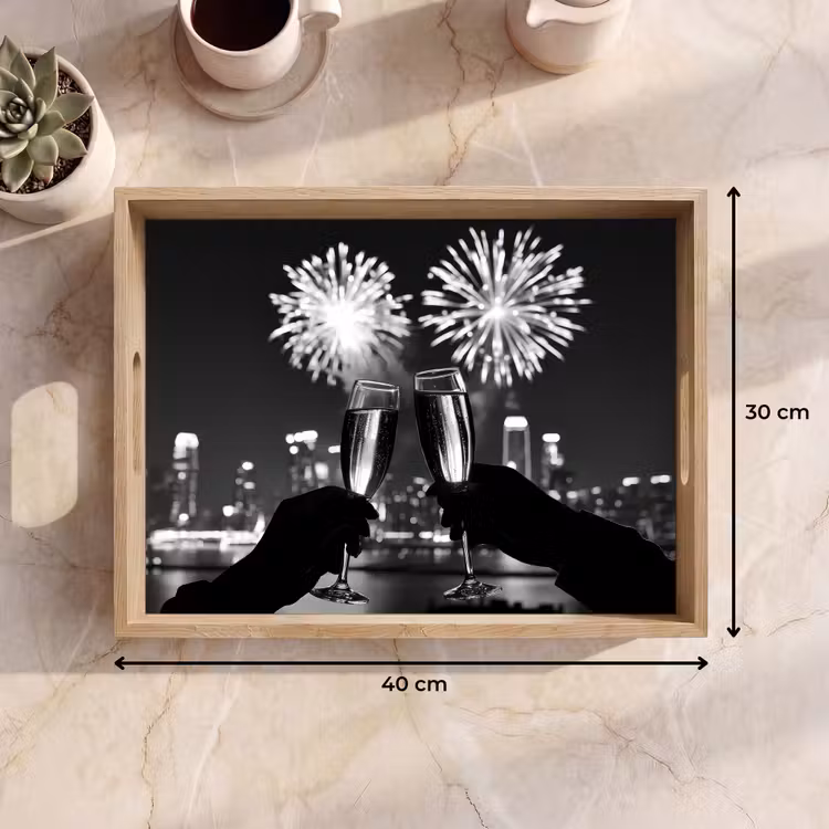 Dienblad - Vuurwerk - Proosten - Skyline - Champagne — 9
