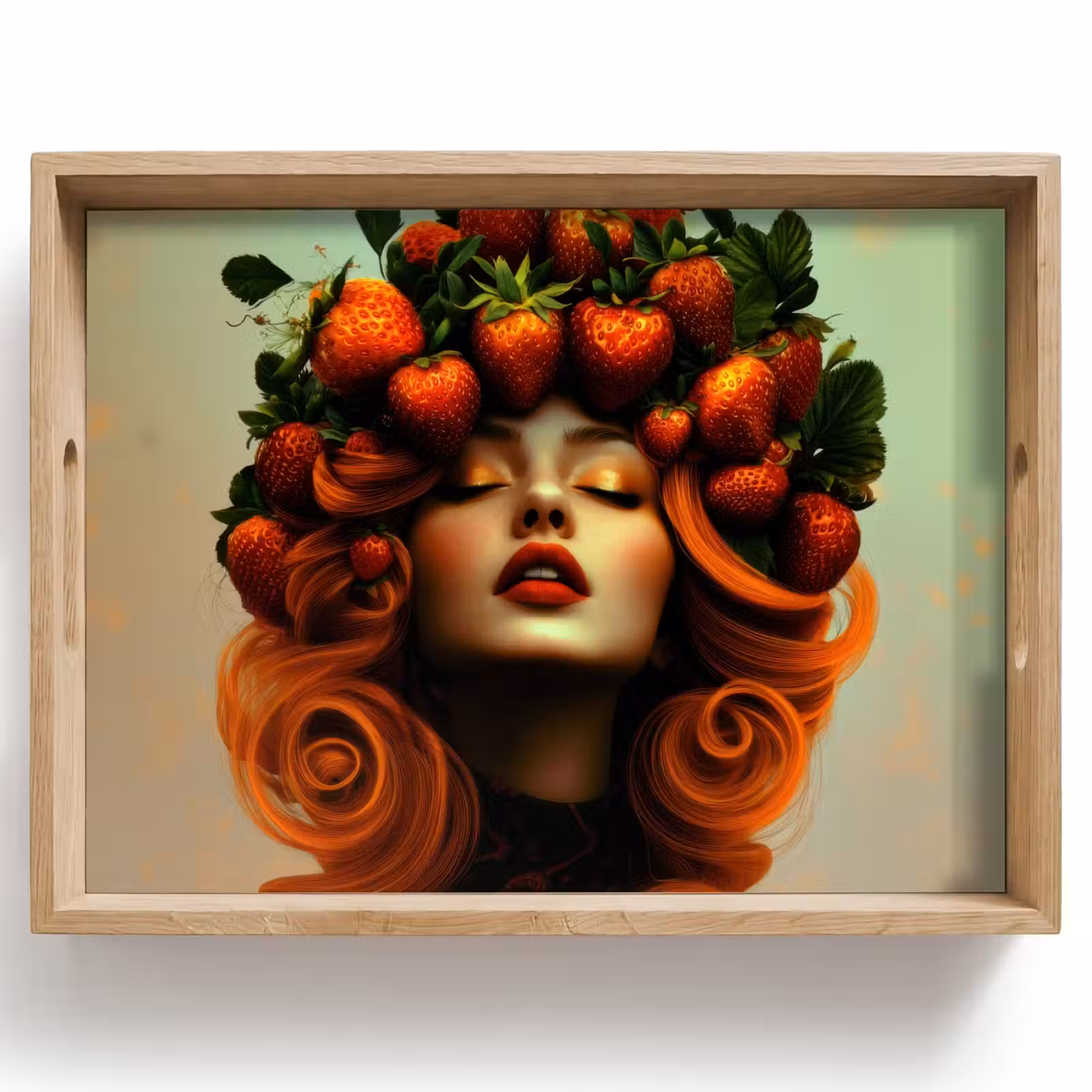 Dienblad - Vrouw - Aardbeien - Kroon — 1