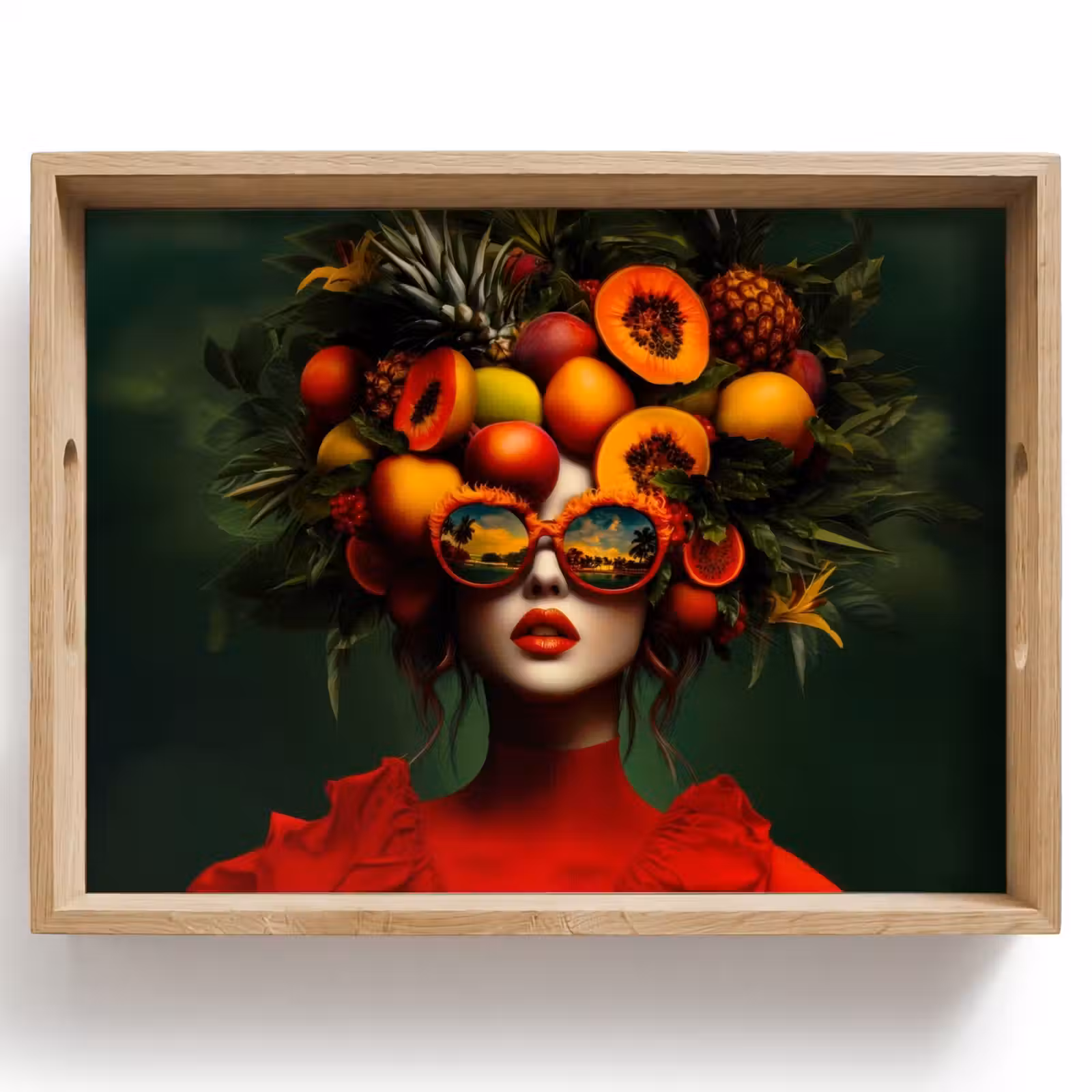Dienblad - Vrouw - Vruchten - Papaja - Ananas — 1