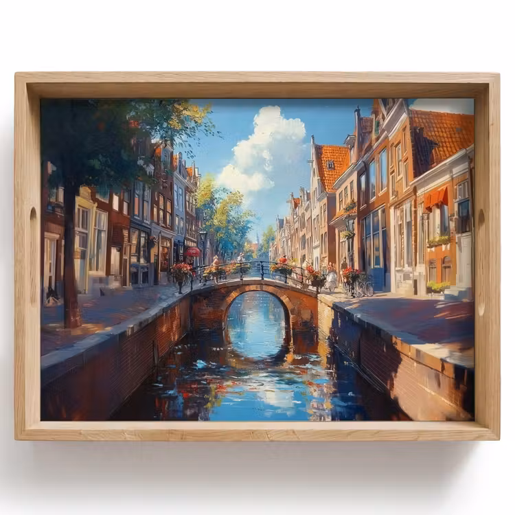 Dienblad - Stad - Gracht - Zon - Fietsen — 1