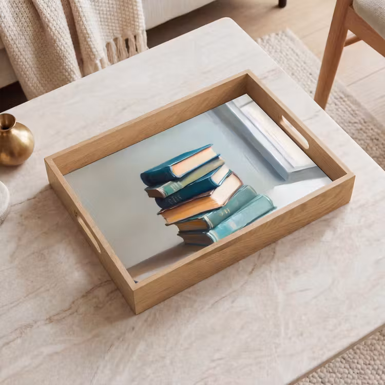 Dienblad - Stapel - Boeken - Groen - Daglicht — 2